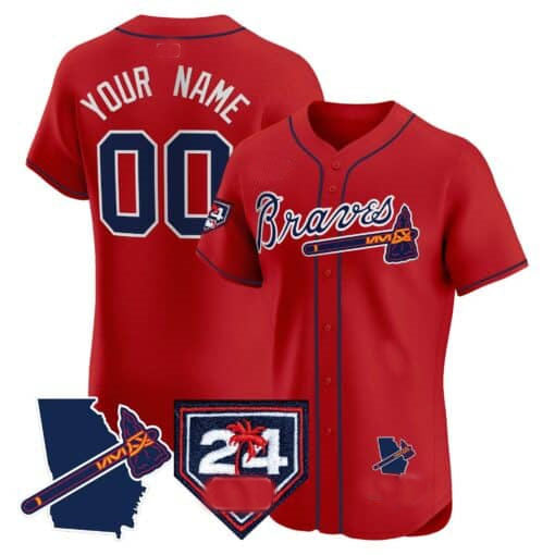Custom A.Braves Spring Training & Georgia Patch Vapor Premier Elite Baseball Jerseys