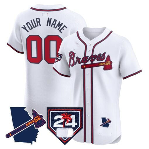 Custom A.Braves Spring Training & Georgia Patch Vapor Premier Elite Baseball Jerseys
