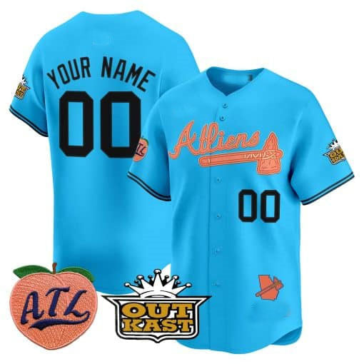 Custom A.Braves Atliens & Peach Vapor Premier Limited Jersey��C Stitched Baseball Jersey