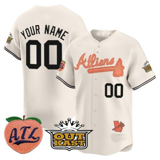 Custom A.Braves Atliens & Peach Vapor Premier Limited Jersey��C Stitched Baseball Jersey