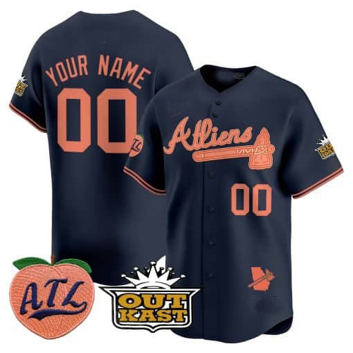 Custom A.Braves Atliens & Peach Vapor Premier Limited Baseball Jerseys