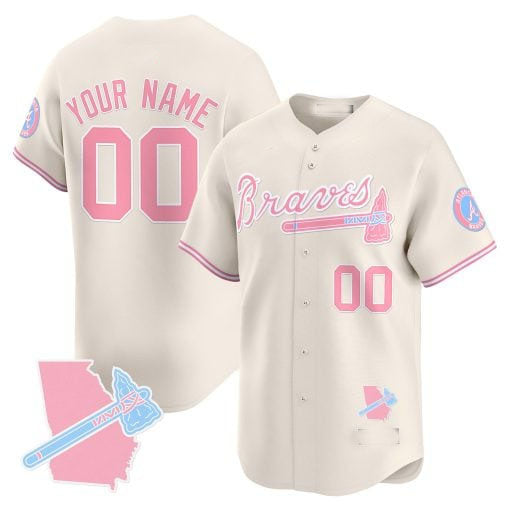 Custom A.Braves Bubblegum Pink Vapor Premier Limited Baseball Jerseys