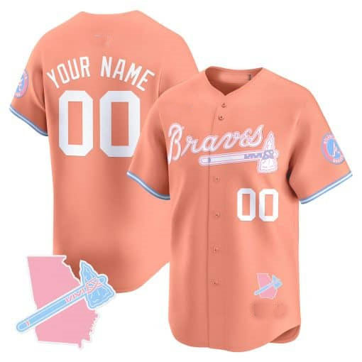 Custom A.Braves Bubblegum Pink Vapor Premier Limited Baseball Jerseys