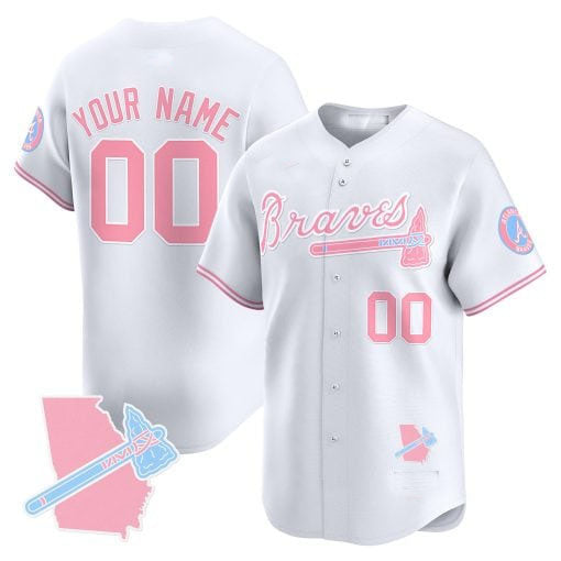 Custom A.Braves Bubblegum Pink Vapor Premier Limited Baseball Jerseys