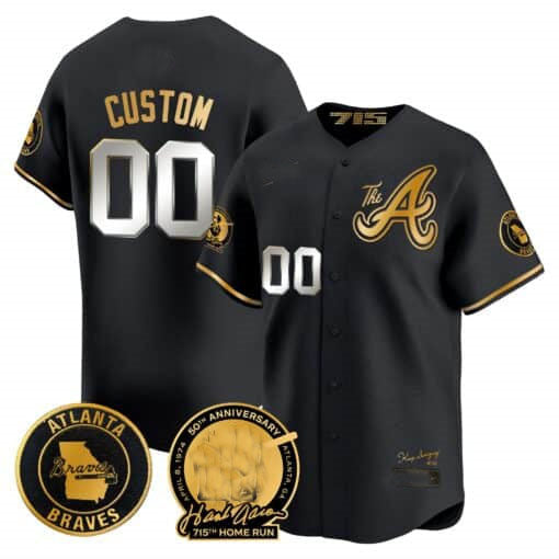 Custom A.Braves Hank Aaron 75th Home Run Patch Vapor Premier Limited Stitched Baseball Jerseys