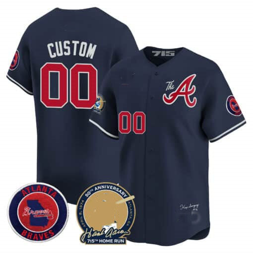 Custom A.Braves Hank Aaron 75th Home Run Patch Vapor Premier Limited Stitched Baseball Jerseys