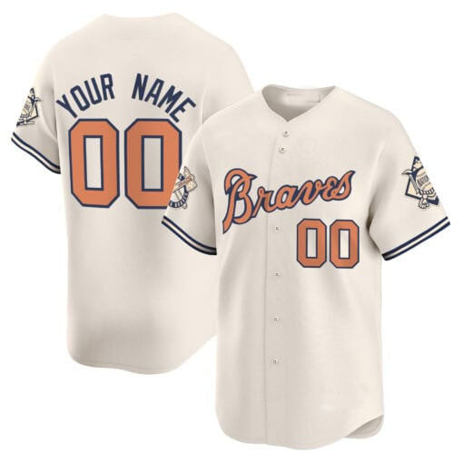 Custom A.Braves Peaches n?�� Cream Vapor Premier Limited Baseball Jerseys