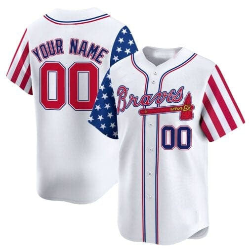 Custom A.Braves White Independence Day Vapor Premier Limited Baseball Jerseys