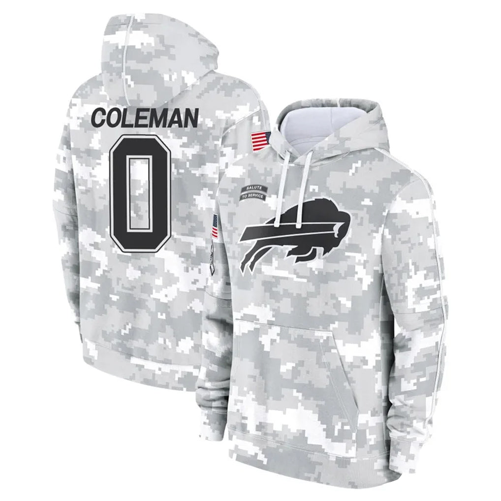 B.Bills #0 Keon Coleman Player Arctic Camo Salute to Service Hoodies Football Jerseys