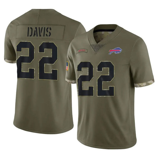 B.Bills #22 Ray Davis Player Salute To Service Olive Football Jerseys