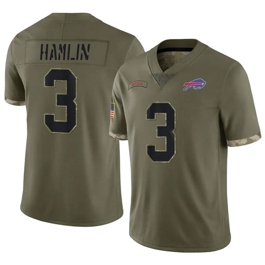 B.Bills #3 Damar Hamlin Player Salute To Service Olive Football Jerseys