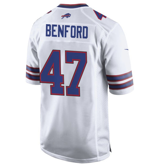 B.Bills #47 Christian Benford Player White Home Game Football Jerseys