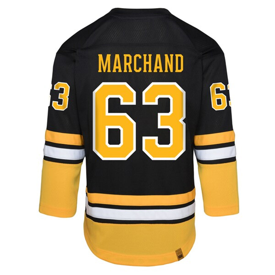 B.Bruins #63 Brad Marchand Player Black Anniversary Replica Hockey Jerseys