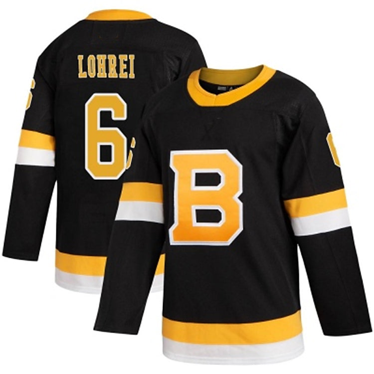 B.Bruins #6 Mason Lohrei Player Fanatics Black Premier Breakaway Hockey Jerseys