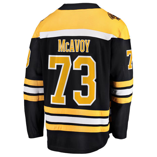 B.Bruins #73 Charlie McAvoy Player Fanatics Home Breakaway Black Hockey Jerseys