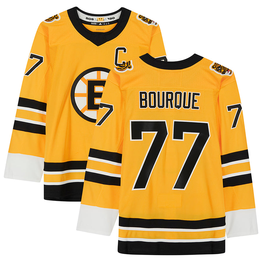B.Bruins #77 Ray Bourque Player Fanatics Reverse Retro Gold Hockey Jerseys
