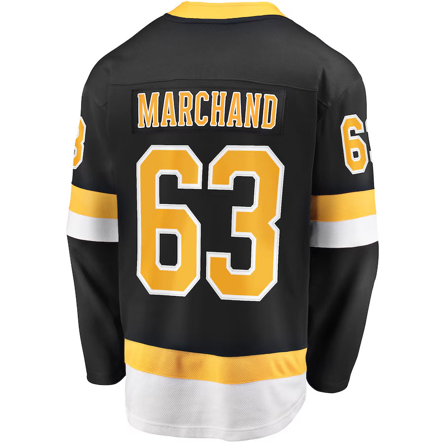 B.Bruins #63 Brad Marchand Player Fanatics Black Alternate Premier Breakaway Hockey Jerseys