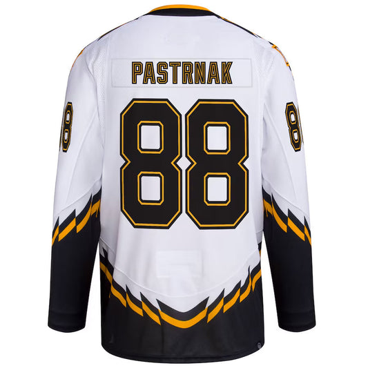 B.Bruins #88 David Pastrnak Player Fanatics White Reverse Retro Hockey Jerseys