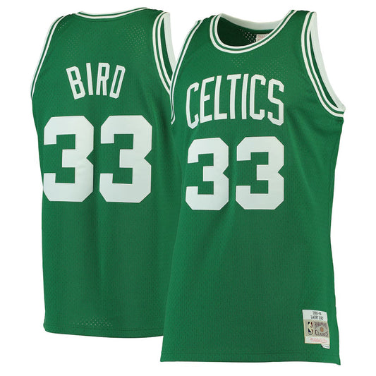 B.Celtics #33 Larry Bird Player Mitchell & Ness Kelly Green Hardwood Classics Swingman Basketball Jerseys