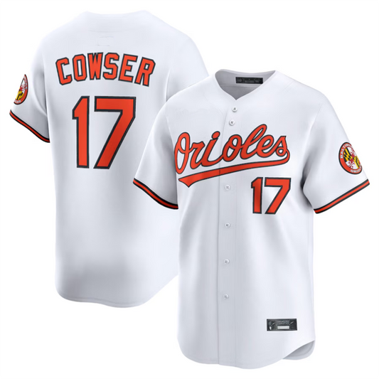 B.Orioles #17 Colton Cowser White Home Limited Player Baseball Jerseys