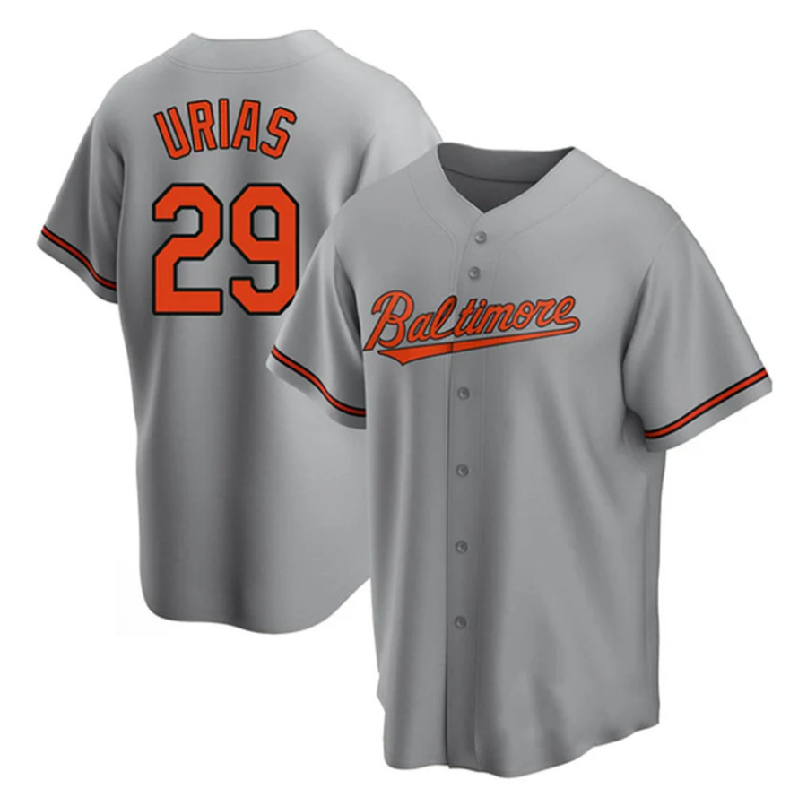B.Orioles #29 Ram��?n Ur��aas Player Gray Home Replica Baseball Jerseys