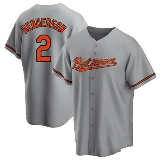 B.Orioles #2 Gunnar Henderson Player Gray Home Replica Baseball Jerseys