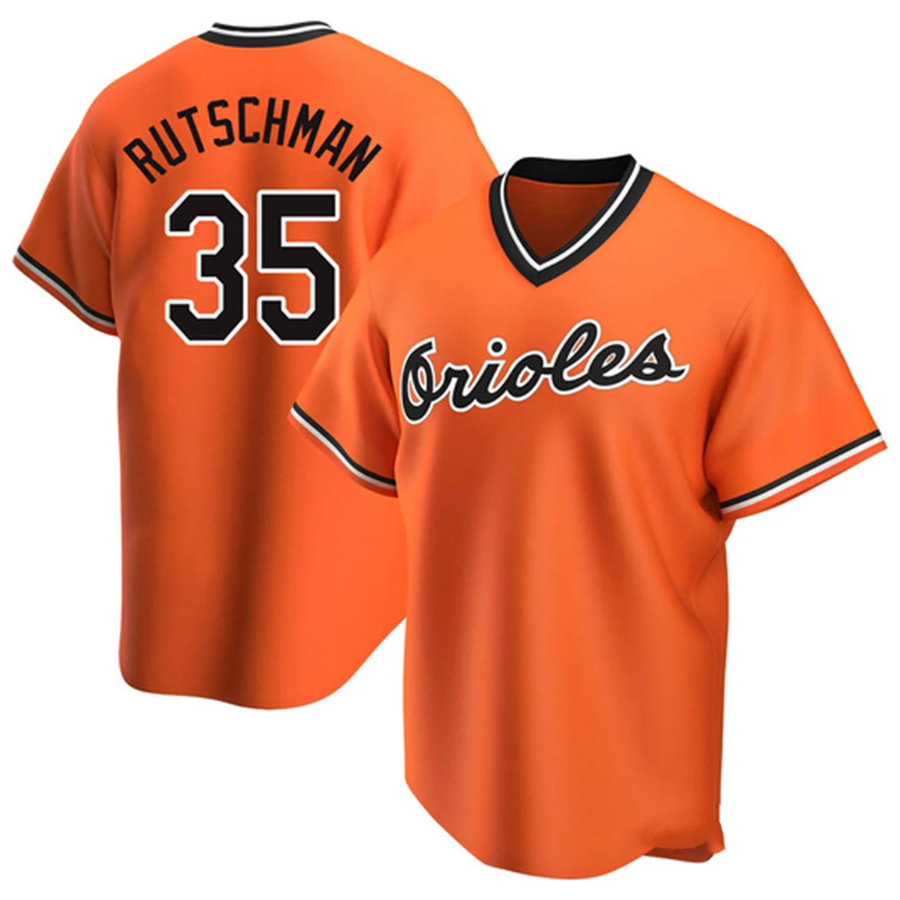 B.Orioles #35 Adley Rutschman Orange Home Replica Game Stitched Baseball Jerseys