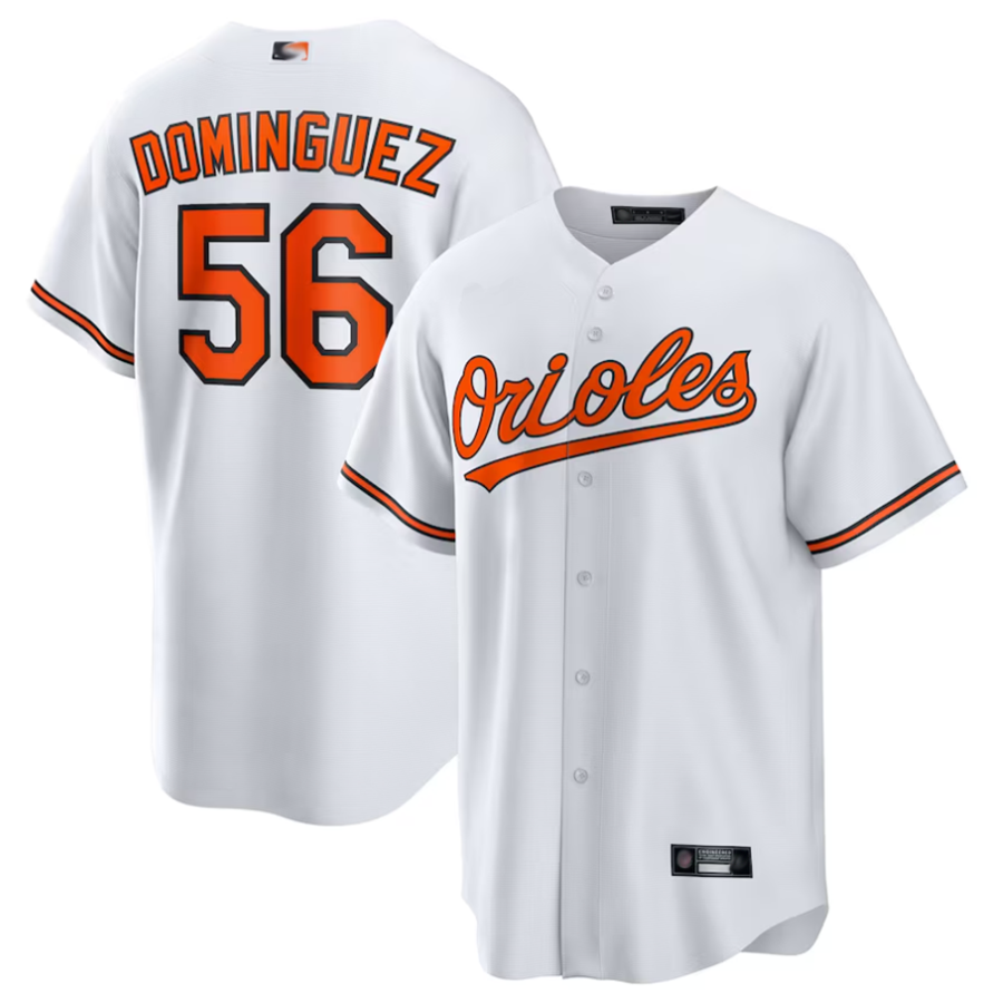 B.Orioles #56 Seranthony Dominguez Player White Home Replica Baseball Jerseys