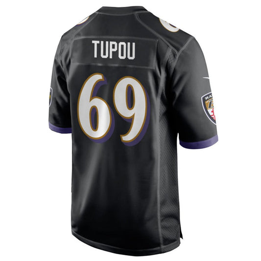 B.Ravens #69 Josh Tupou Player Black Home Game Football Jerseys