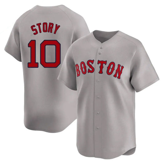 B.Red Sox #10 Trevor Story Player Gray Limited Game Baseball Jerseys