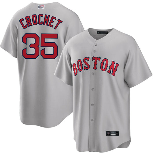 B.Red Sox #35 Garrett Crochet Player Gray Home Replica Baseball Jerseys