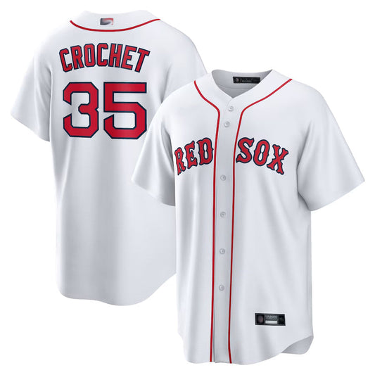 B.Red Sox #35 Garrett Crochet Player White Home Replica Baseball Jerseys