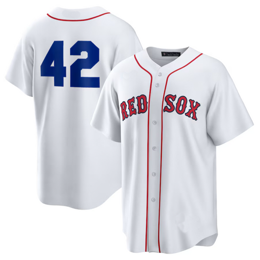 B.Red Sox #42 Player White Home 2025 Jackie Robinson Day Replica Baseball Jerseys