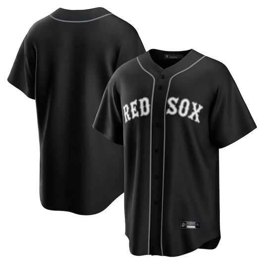 B.Red Sox Blank Player Black Lights Out Replica Baseball Jerseys