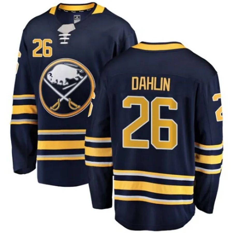 B.Sabres #26 Rasmus Dahlin Player Fanatics Heritage Classic Navy Hockey Jerseys