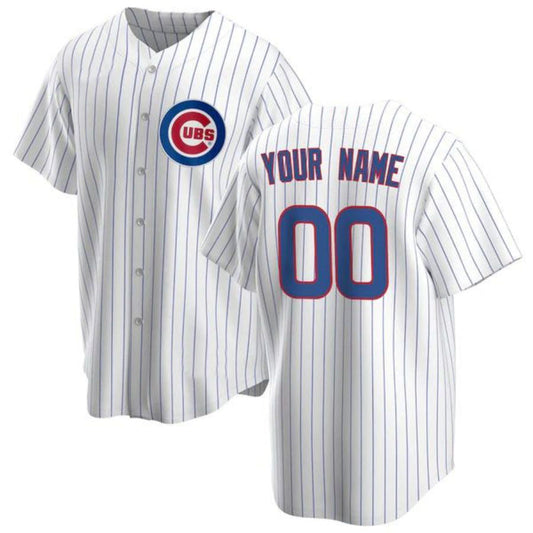 Custom C.Cubs White Home Replica Game Baseball Jerseys