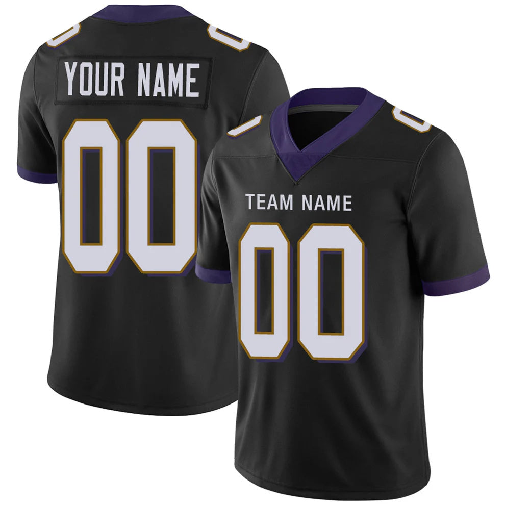 Custom B.Ravens Black Personalized Design Football Jerseys