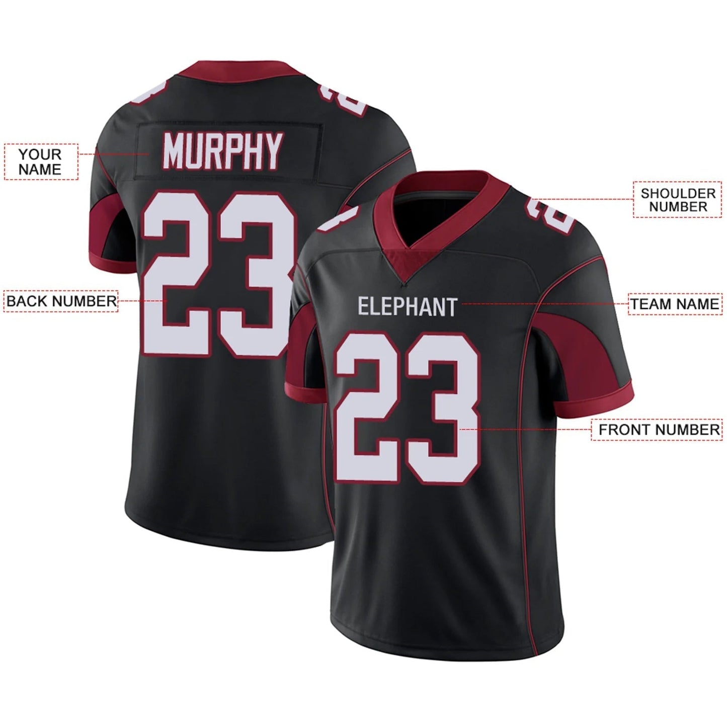 Custom A.Cardinals Black Personalized Design Football Jerseys