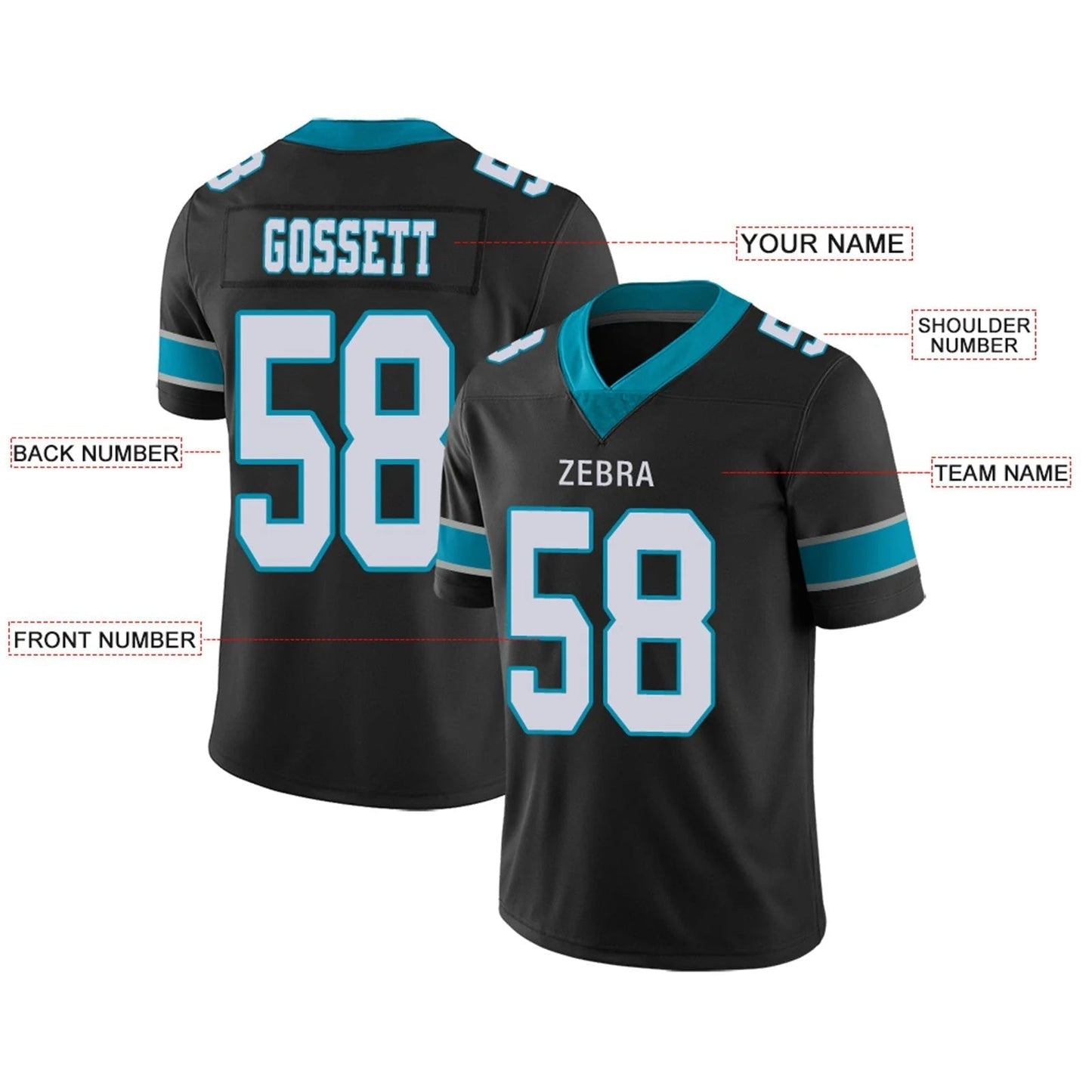 Custom C.Panthers Black Personalized Design Football Jerseys