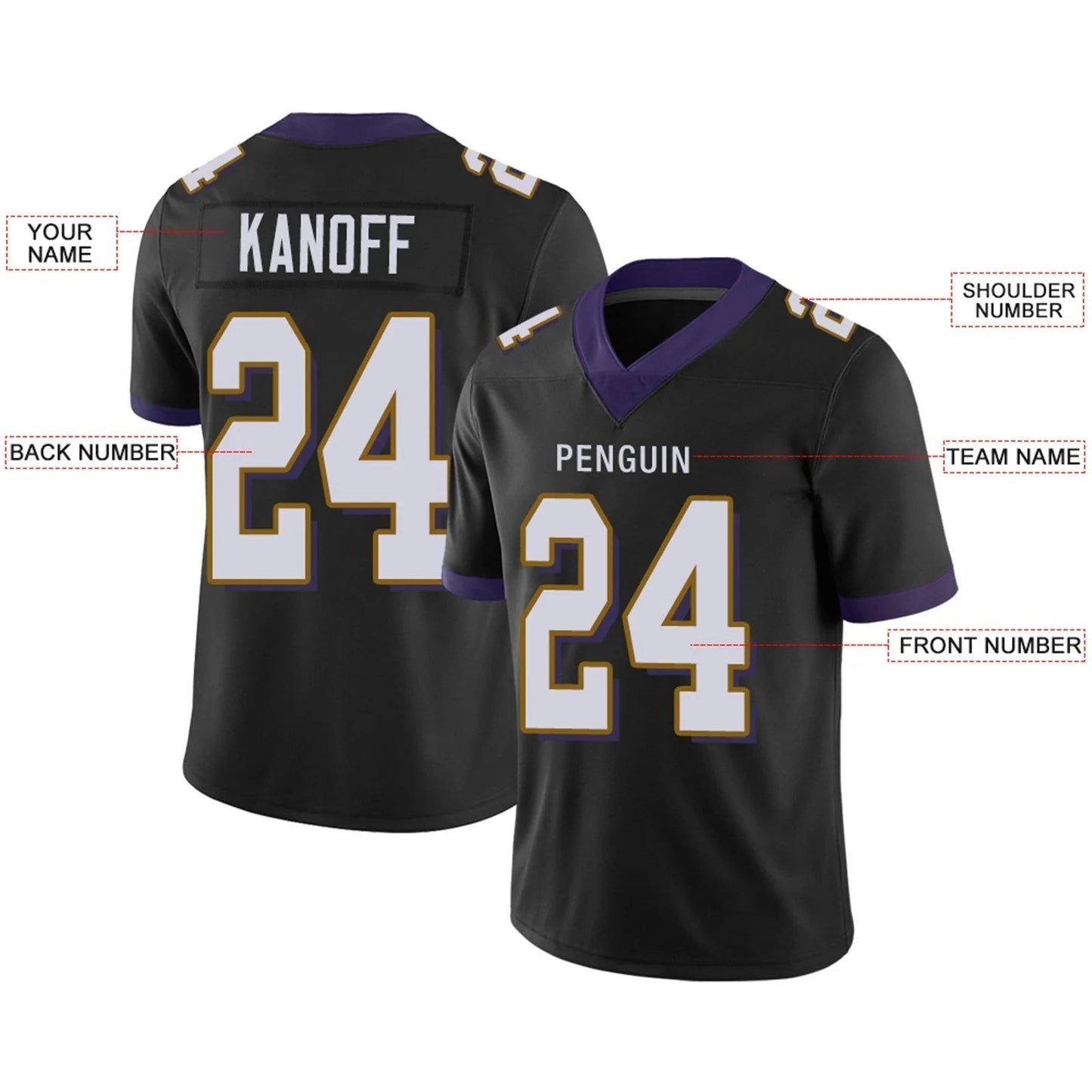 Custom B.Ravens Black Personalized Design Football Jerseys