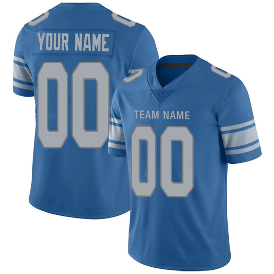 Custom D.Lions Blue Personalized Design Football Jerseys