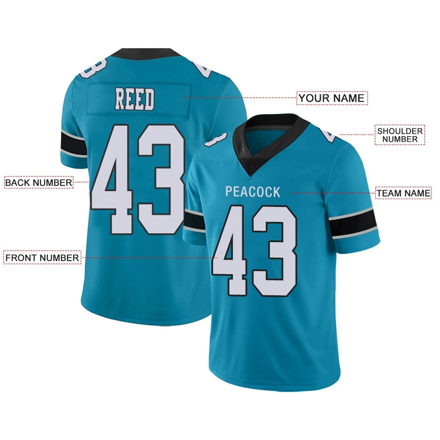 Custom C.Panthers Blue Personalized Design Football Jerseys