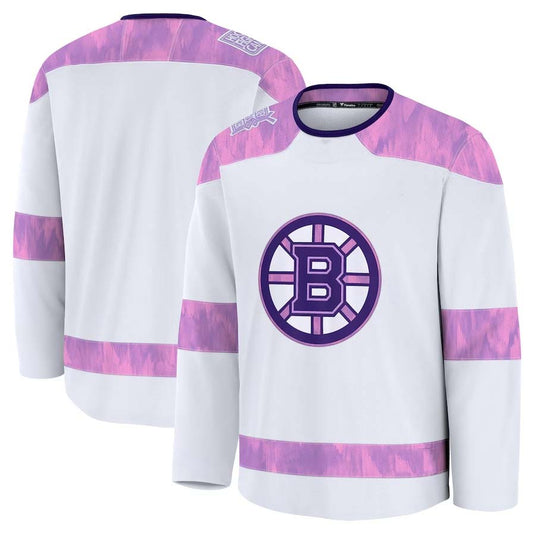 B.Bruins Fanatics Blank Player Hockey Game Jersey - White Stitched American Hockey Jerseys