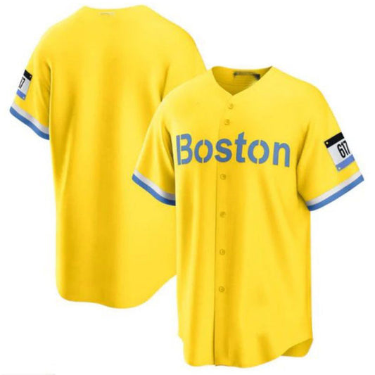 B.Red Sox Blank Player City Connect Gold Replica Baseball Jerseys