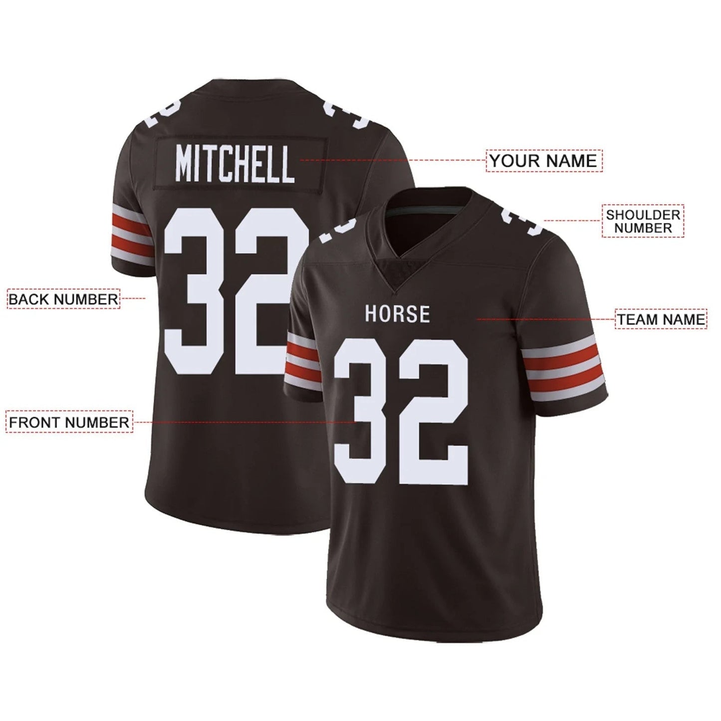 Custom C.Browns Brown Personalized Design Football Jerseys