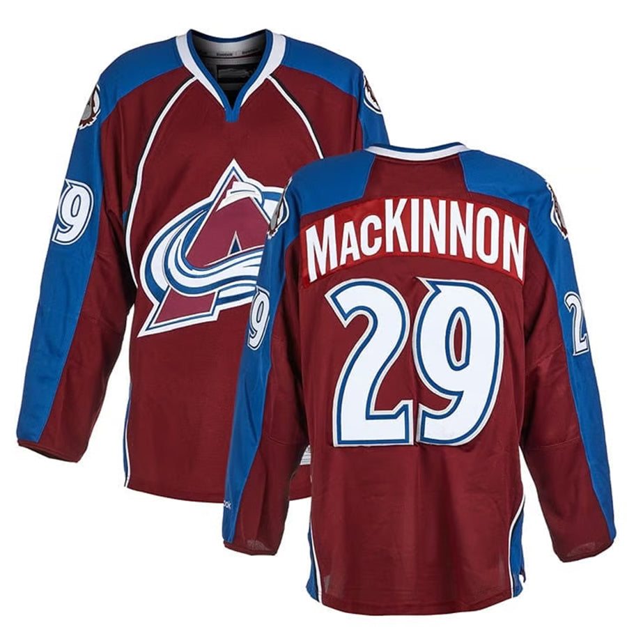 C.Avalanche #29 Nathan MacKinnon Player Fanatics Premium Burgundy Home Hockey Jerseys