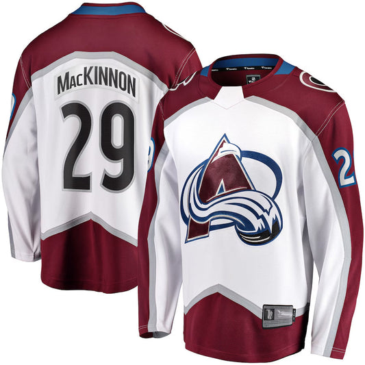 C.Avalanche #29 Nathan MacKinnon Player Fanatics Premium White Home Hockey Jerseys