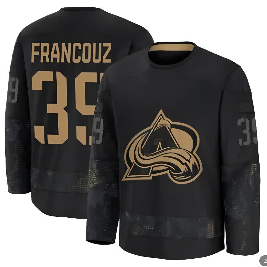 C.Avalanche #39 Pavel Francouz Player Fanatics Black Military Appreciation Hockey Jerseys