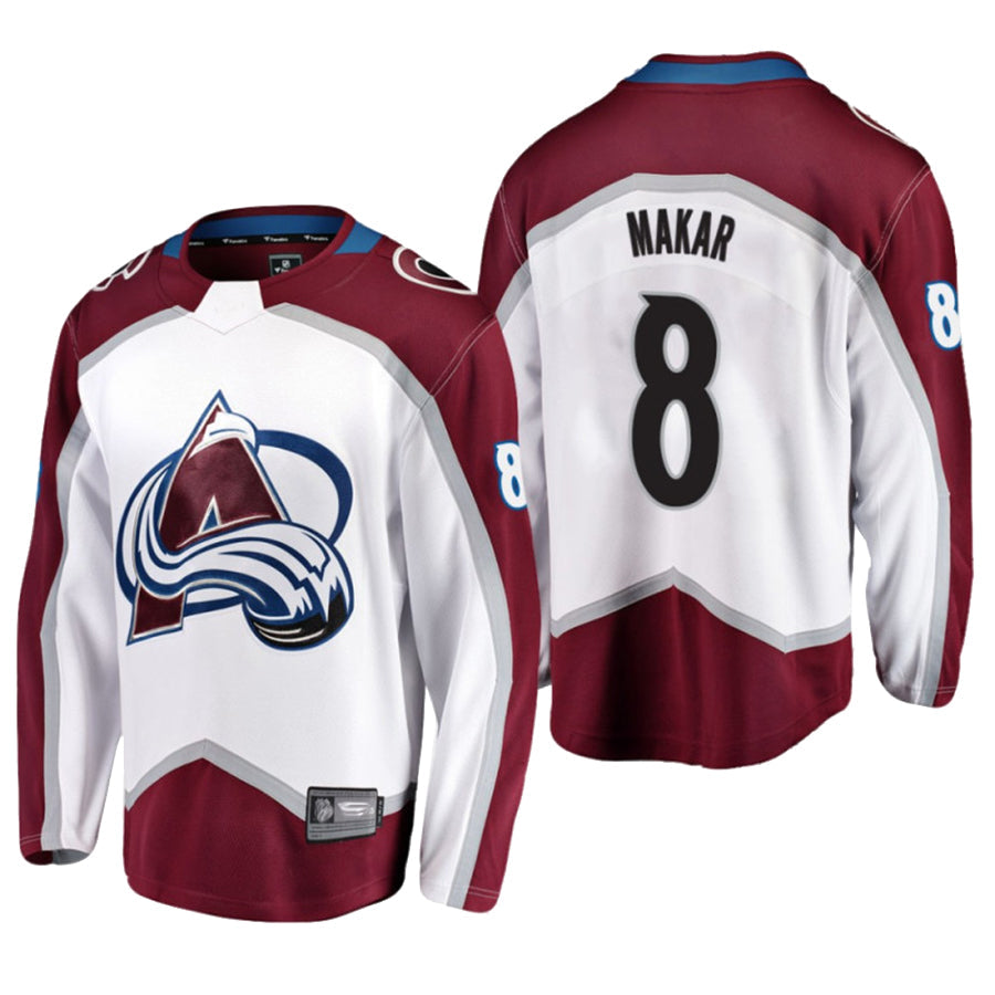C.Avalanche #8 Cale Makar Player Fanatics Away White Breakaway Hockey Jerseys