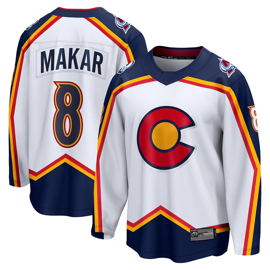 C.Avalanche #8 Cale Makar Player Fanatics White Reverse Retro 2.0  Hockey Jerseys